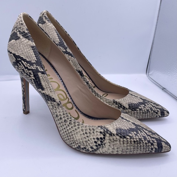SAM EDELMAN leather pointed toe animal print pump heels Size 8.5 - Picture 9 of 11